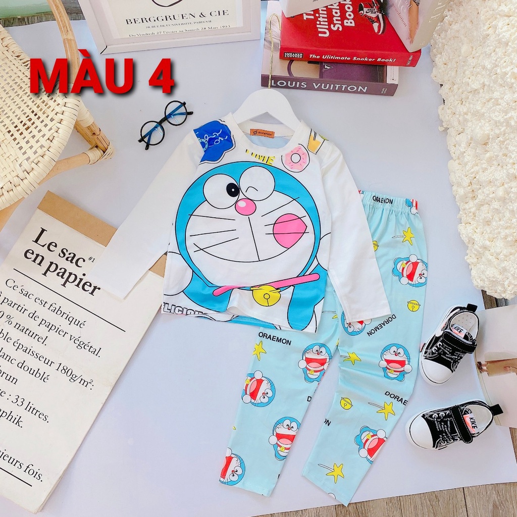 Bộ quần áo bé gái thun dài tay in 3D co giãn từ 8-18kg