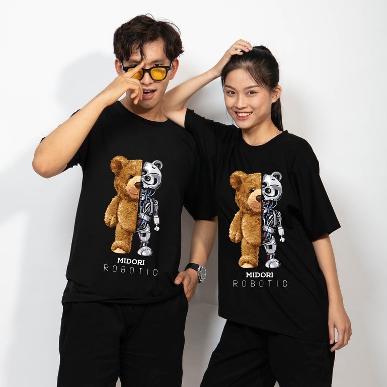 Áo thun unisex form rộng tay lỡ phông Nam Nữ Gấu Robot Local Brand Mi Midori