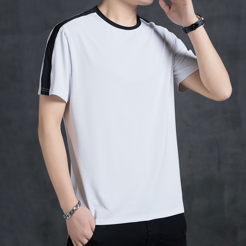 Áo Thun Thể Thao Tay Ngắn Cổ Tròn Dáng Rộng Bằng Lụa Mát Thời Trang Mùa Hè Hàng Mới Dành Cho Bạn Nam