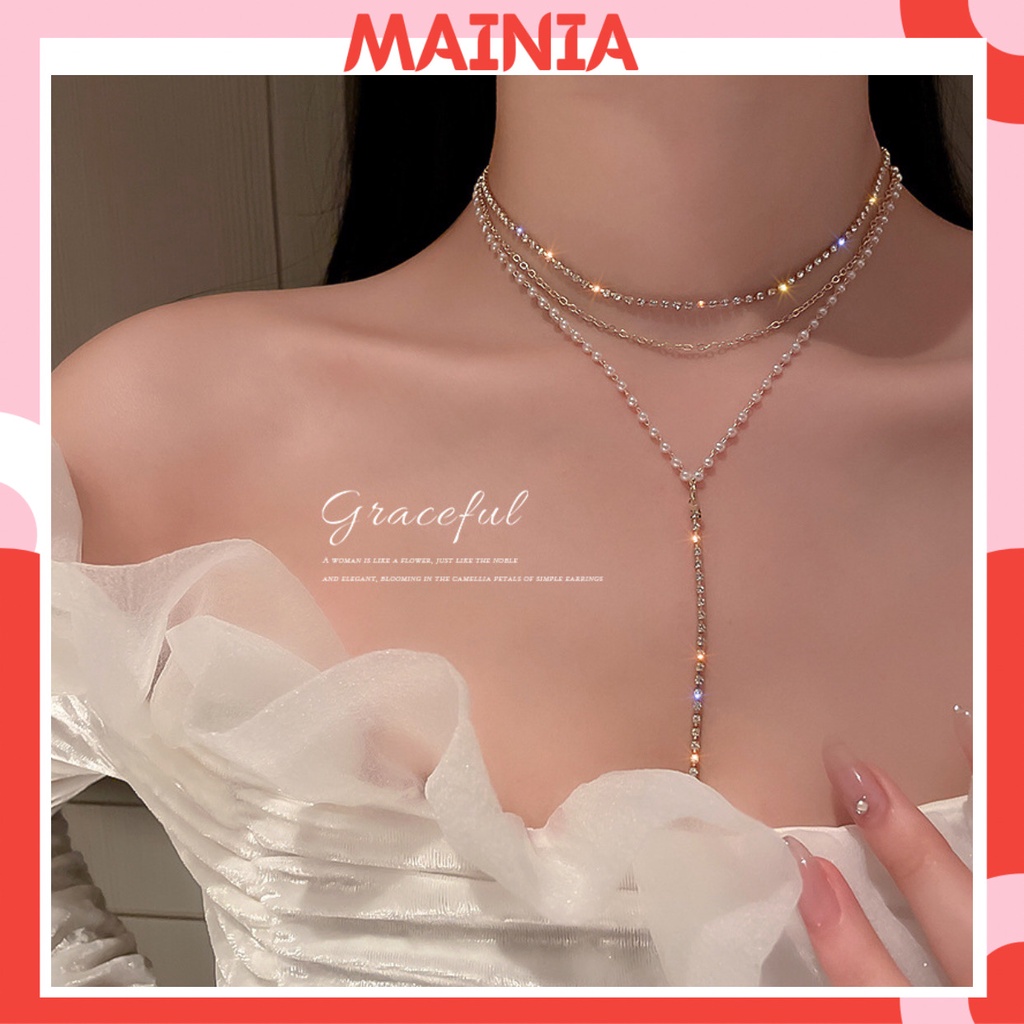 Vòng Cổ Dây Chuyền Hàn Quốc Đính Đá Dáng Dài Siêu Đẹp Mainia Shop