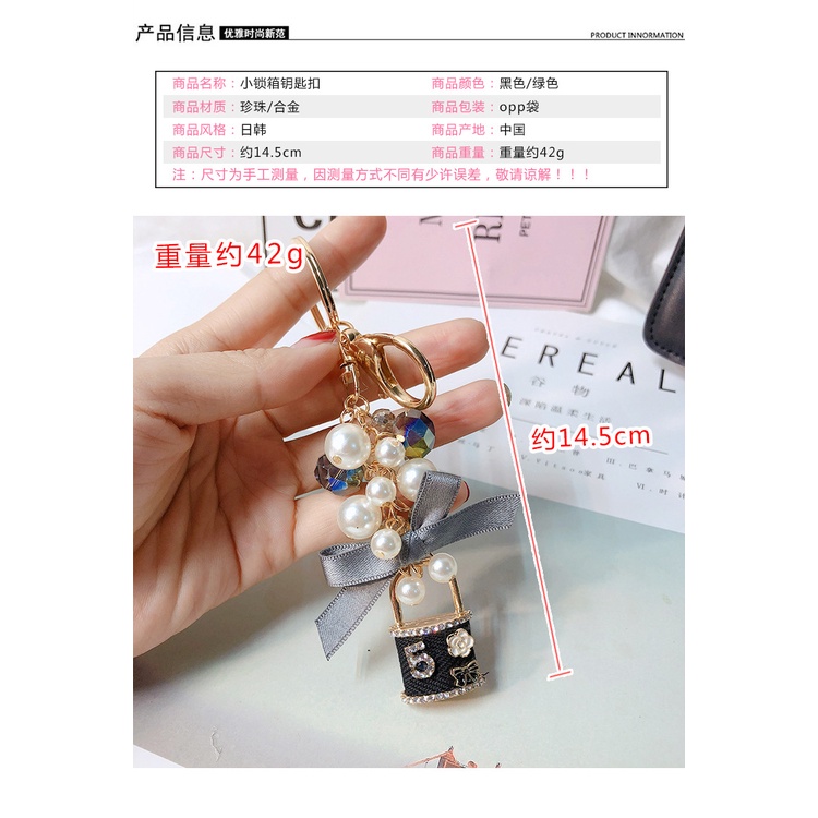 Móc khóa hình túi xách đính ngọc trai phong cách Hàn Quốc