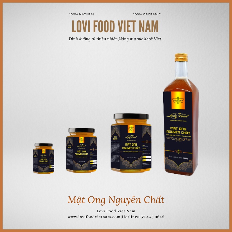MẬT ONG NGUYÊN CHẤT - 850gram Lọ thuỷ tinh sẩn phẩm 100% từ mật ong rừng thiên nhiên - Lovi Food Việt Nam