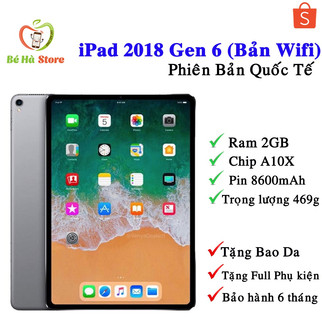 Máy Tính Bảng iPad Gen 6 2018 9.7 / 32Gb (Bản Wifi) Quốc Tế -  Zin Đẹp Như Mới Like New - Ram 2Gb /Chip A10X /Màn đẹp | WebRaoVat - webraovat.net.vn