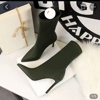 Sz 35-42 boots cổ lỡ mũi nhọn gót nhọn 12cm
