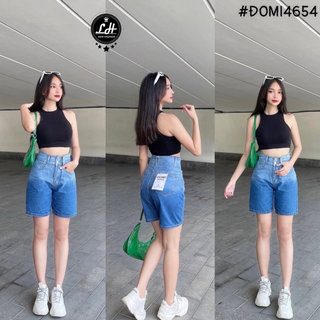 Quần jean ngố trơn lưng cao 2 nút (MS 40)