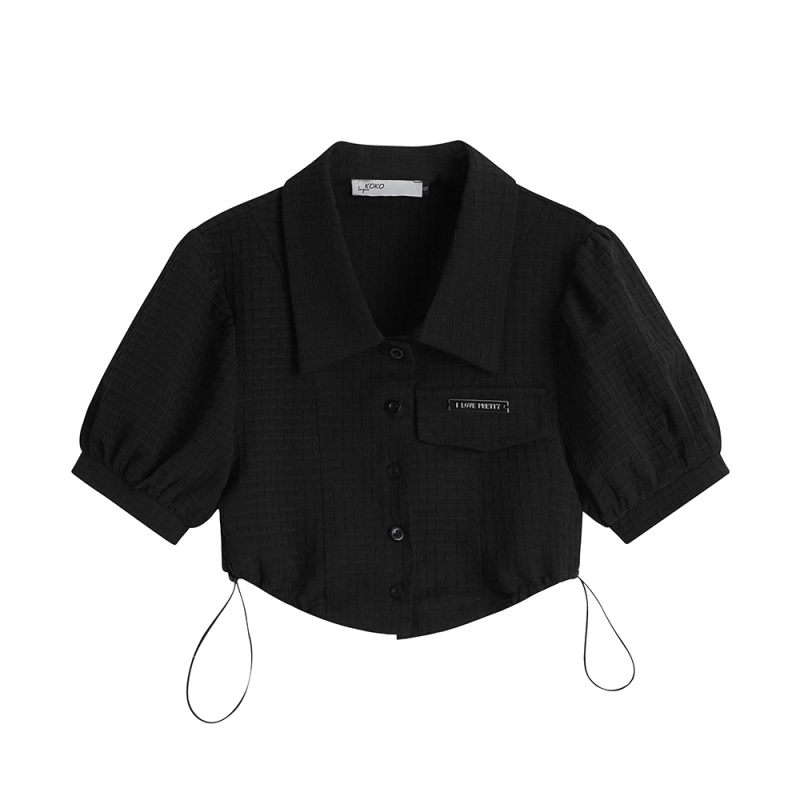 Áo Croptop Tay Ngắn Phối Dây Rút Thời Trang Cá Tính Dành Cho Nữ