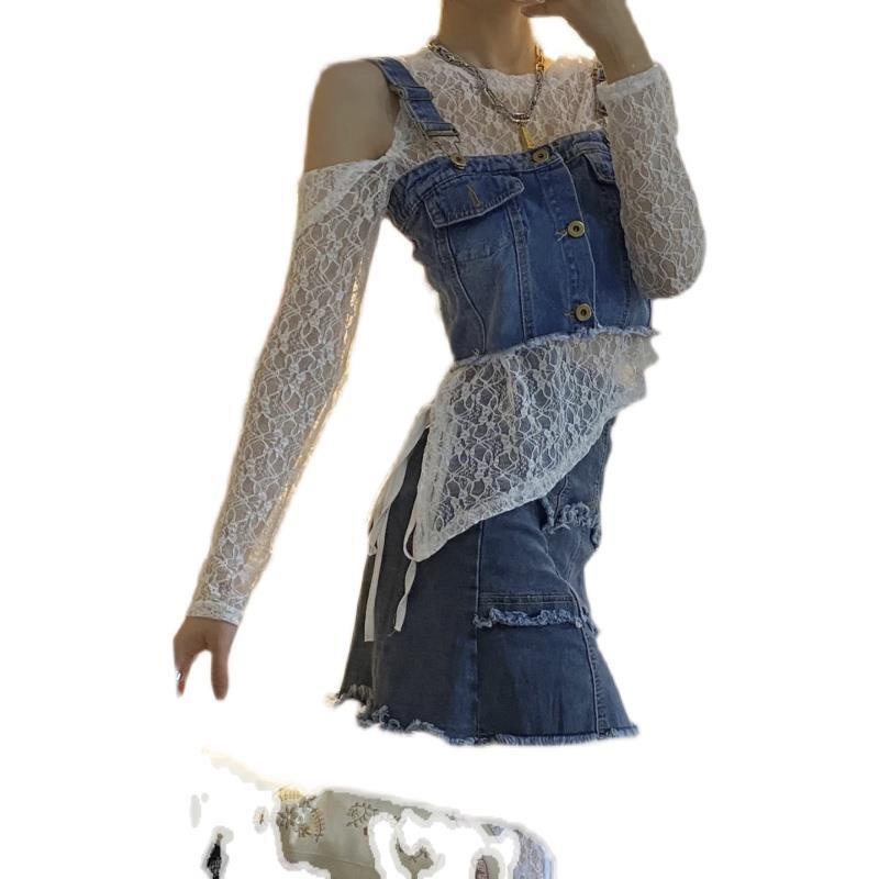 Fengshen Áo Denim Không Tay Ngắn Phong Cách Mới Mùa Hè Cho Nữ Mặc Ngoài Trời