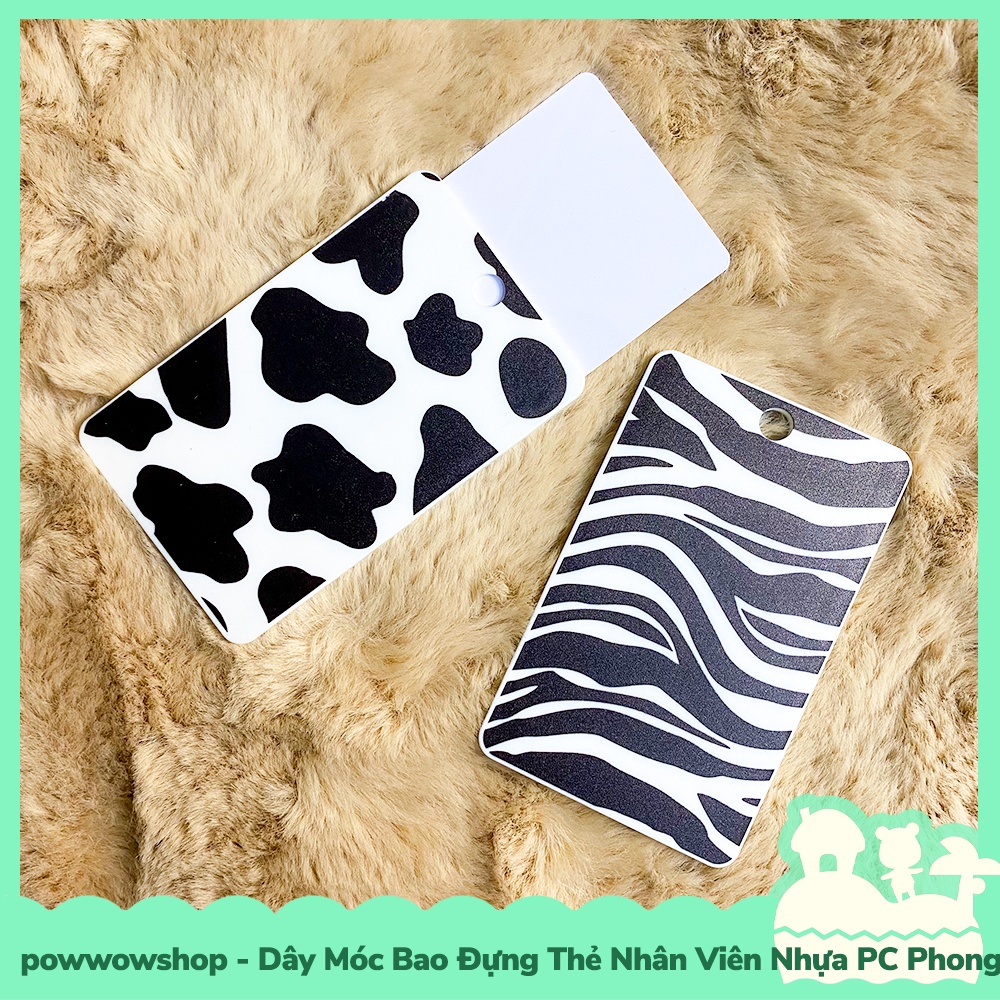[Sẵn VN - Hỏa Tốc] Dây Móc Bao Đựng Thẻ Nhân Viên Nhựa PC Phong Cách Dairy Cow Bò Sữa &amp; Zebra Ngựa Vằn
