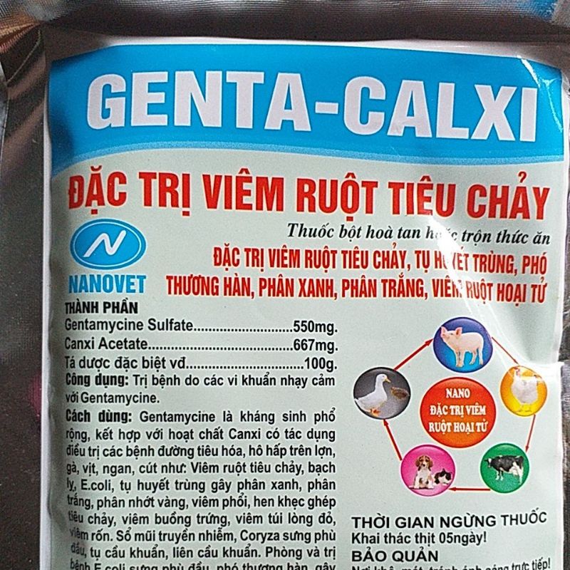 genta calxi đ.ặc tr.ị viêm ruột tiêu chảy cho vật nuôi thú y lợn gà đá chim chó mèo thú cưng for pet