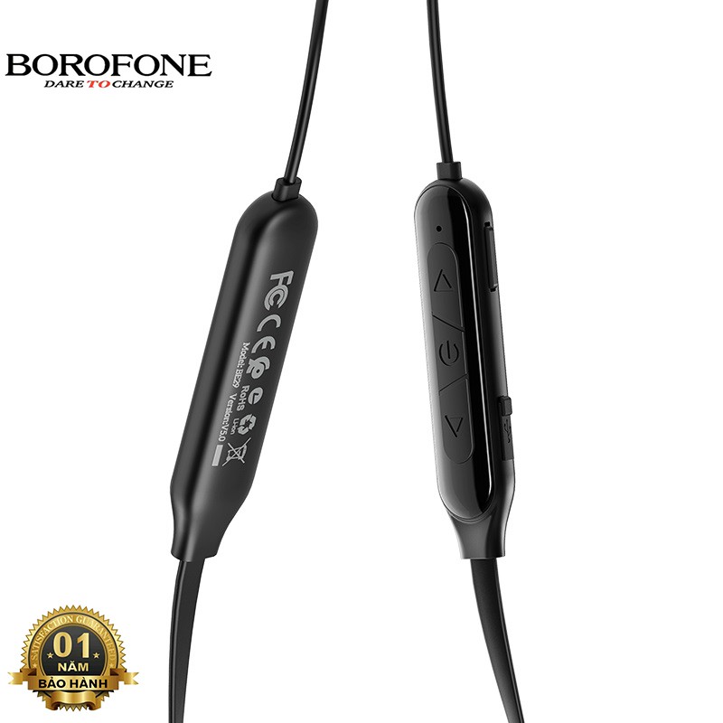 Tai nghe nhét tai bluetooth Borofone BE29 dòng Sport, hỗ trợ không dây, nghe nhạc 10 tiếng