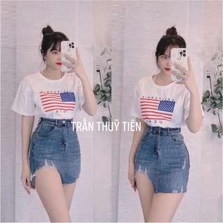 Chân váy jean co giản kèm ảnh thật