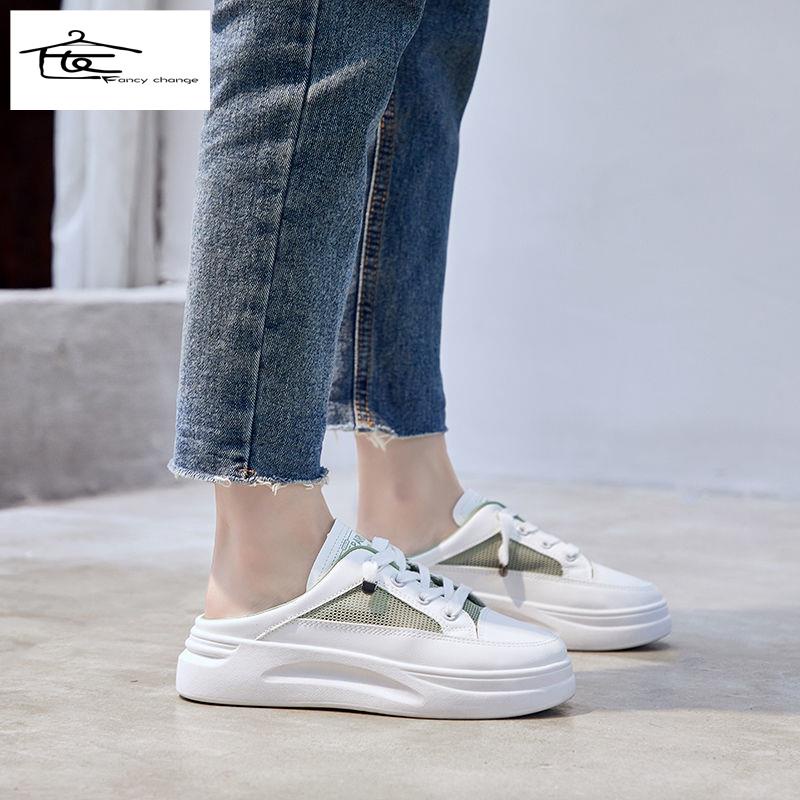 Dép Bít Mũi Phối Lưới Thoáng Khí Chống Trượt Thời Trang Mùa Hè Phong Cách Hàn Quốc