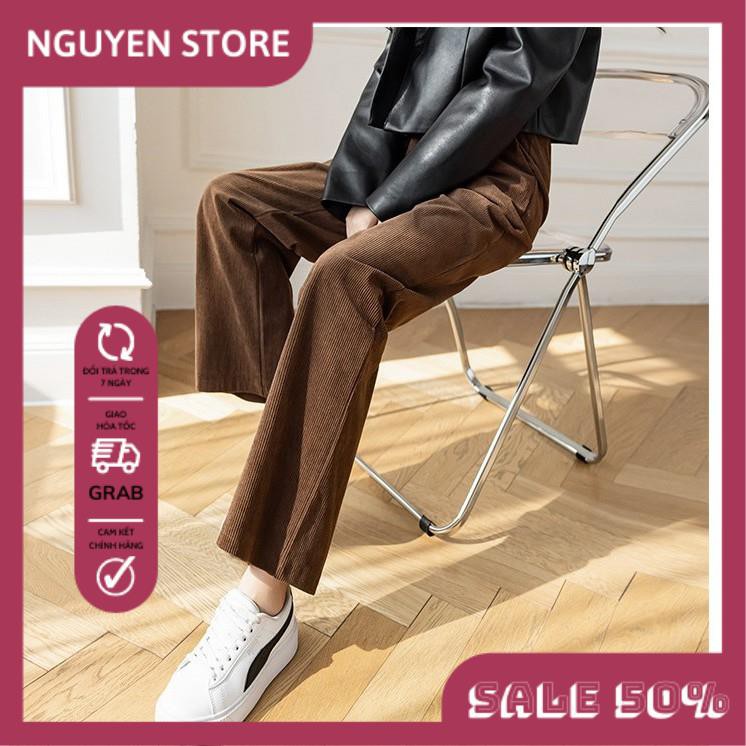 Quần Nhung Nữ Ống Rộng, Quần Ống Suông Nữ Kéo Khóa Trước Thun Sau Chất Nhung Tăm Nhiều Màu, Đủ Size, Siêu Tôn Dáng Cho B | BigBuy360 - bigbuy360.vn