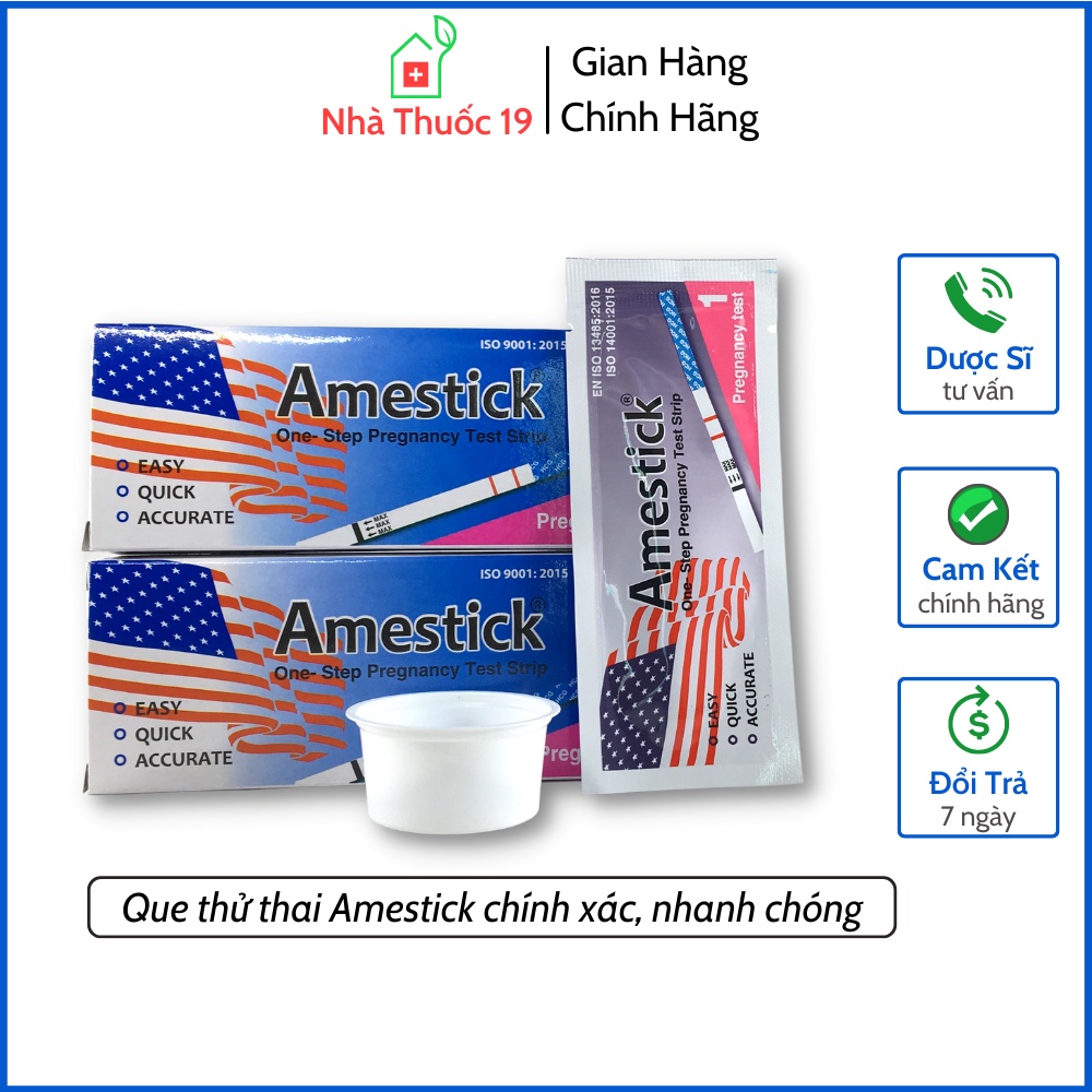 Que thử thai Amestick - Đạt chuẩn xuất sang Châu Âu - Nhanh Chóng Chính Xác Mọi Thời Điểm Trong Ngày (Hộp 1 Que)