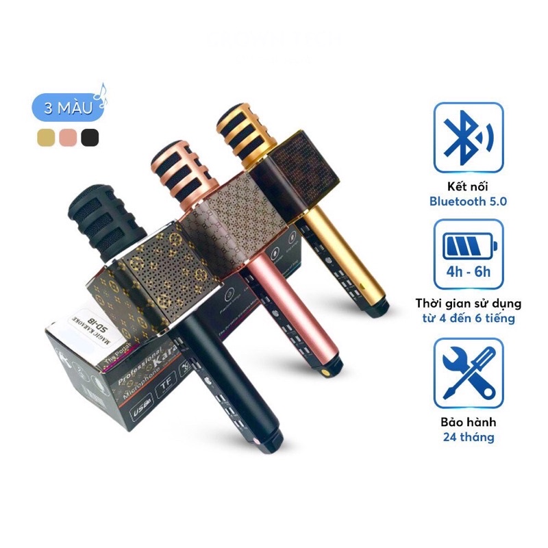 Micro karaoke bluetooth SD18 không dây kết nối trên điện thoại kèm loa 368
