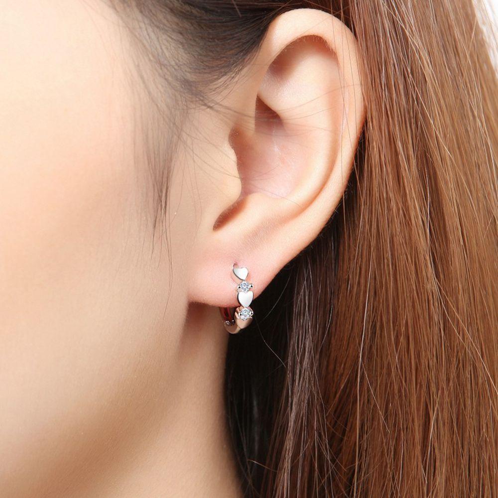 JONYE 1 Đôi Bông Tai Mạ Bạc 925 Hình Trái Tim Mới