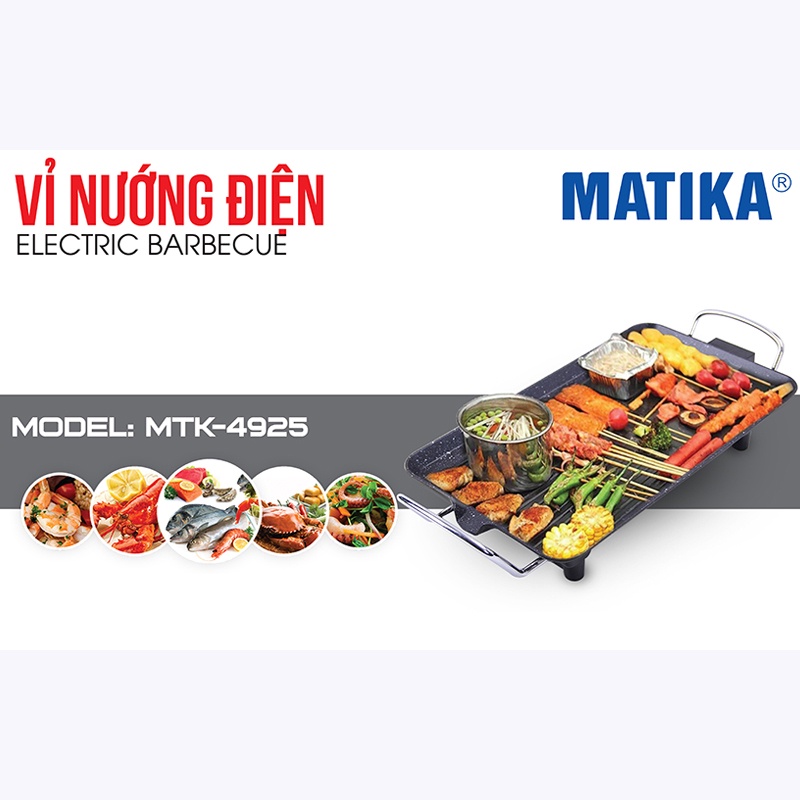 [Mã BMBAU50 giảm 10% đơn 99k] [Mã ELHADEV giảm 4% đơn 300K] Bếp Nướng Điện MATIKA 1500W MTK-4925