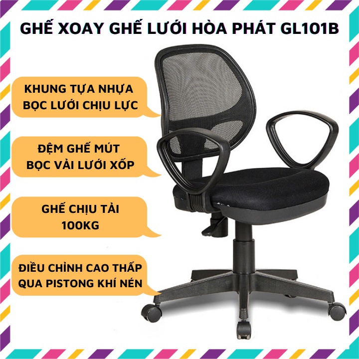 Ghế xoay tựa lưng lưới Hòa Phát GL101B