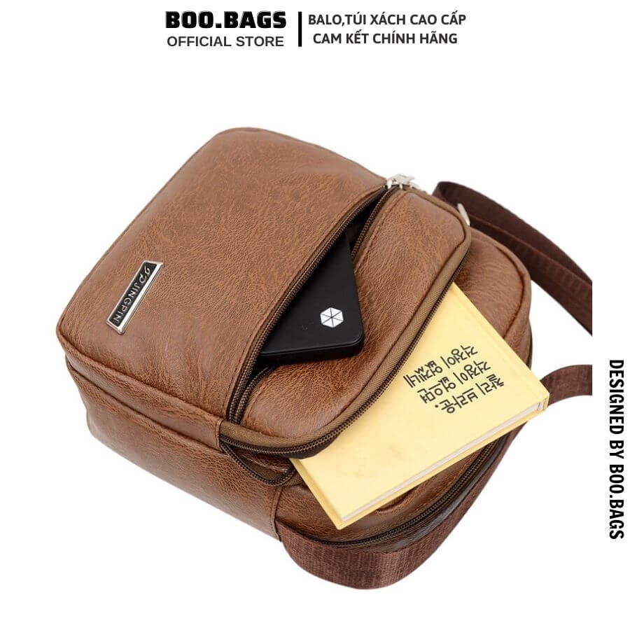 Túi Đeo Chéo Nam Da Pu, Túi Messenger Nam Cao Cấp Đi Học, Đi Chơi Phong Cách Hàn Quốc Boobags  Boo-022