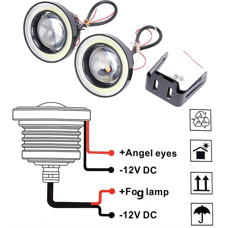 Set 2 Đèn LED Sương Mù 2.5 &quot;3.0&quot; 3.5 &quot;64mm 76mm 89mm 12V Đa Năng Dành Cho Ô Tô