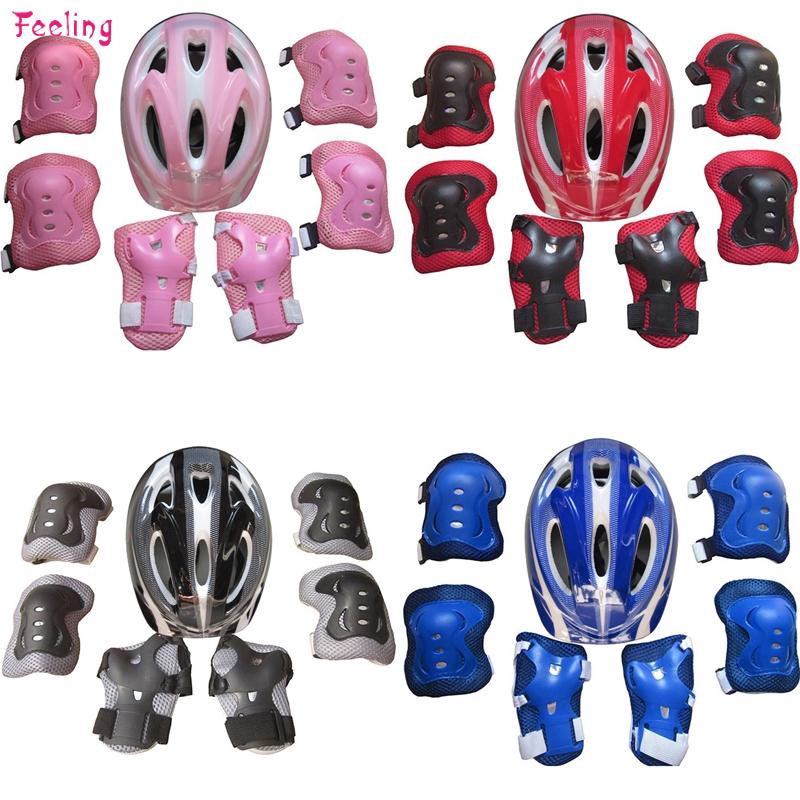 Set 7 phụ kiện bảo vệ đầu gối/ khuỷu tay/ cổ tay đi xe đạp/ trượt ván năm 2019 cho bé