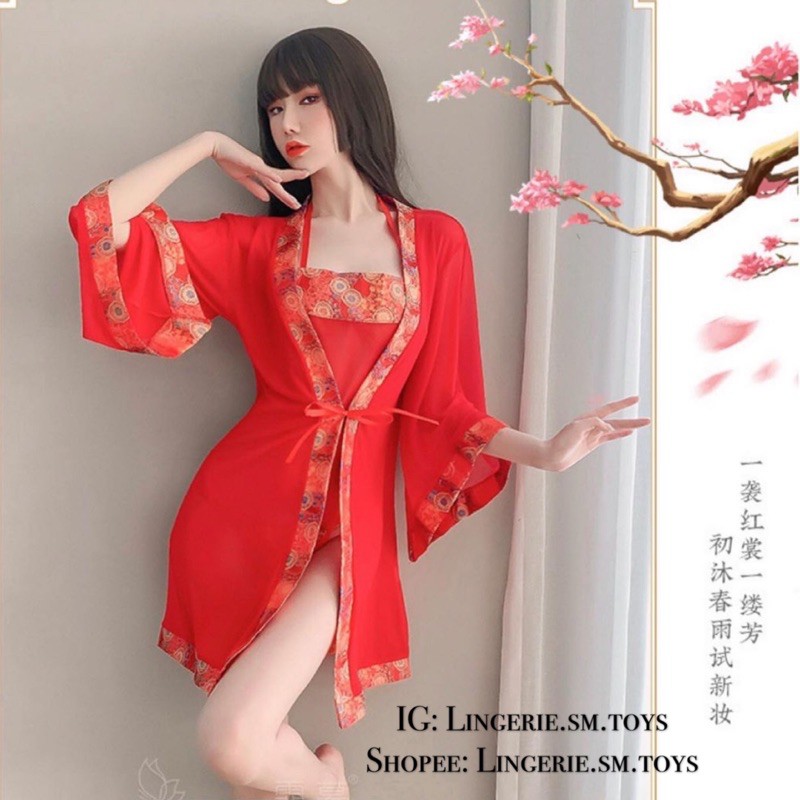 Set Yếm Choàng Trung Hoa ME1006| Chinese Kimono | Trang Phục Cổ Phong Tàu Gợi Cảm