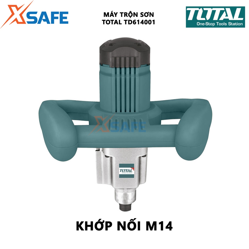 Máy trộn sơn TOTAL TD614001 Máy khuấy sơn công suất 1400W, khớp nối M14, đầu chân máy bằng nhôm, kèm cần trộn sơn 120mm