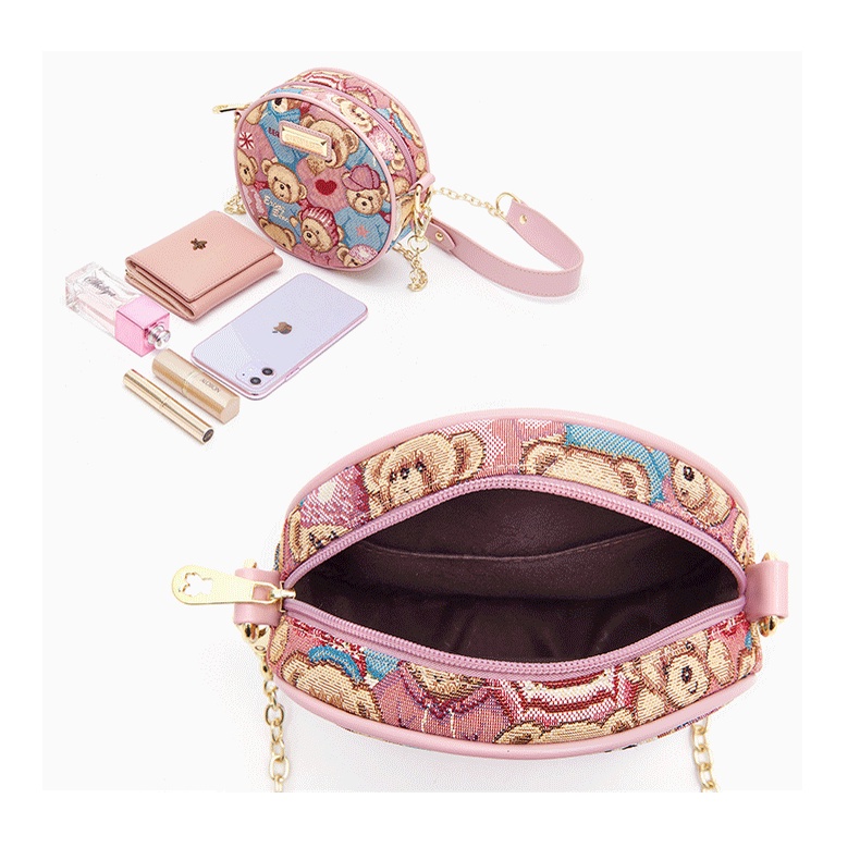 Túi đeo chéo Seagloca chất liệu canvas hình tròn thời trang dành cho nữ