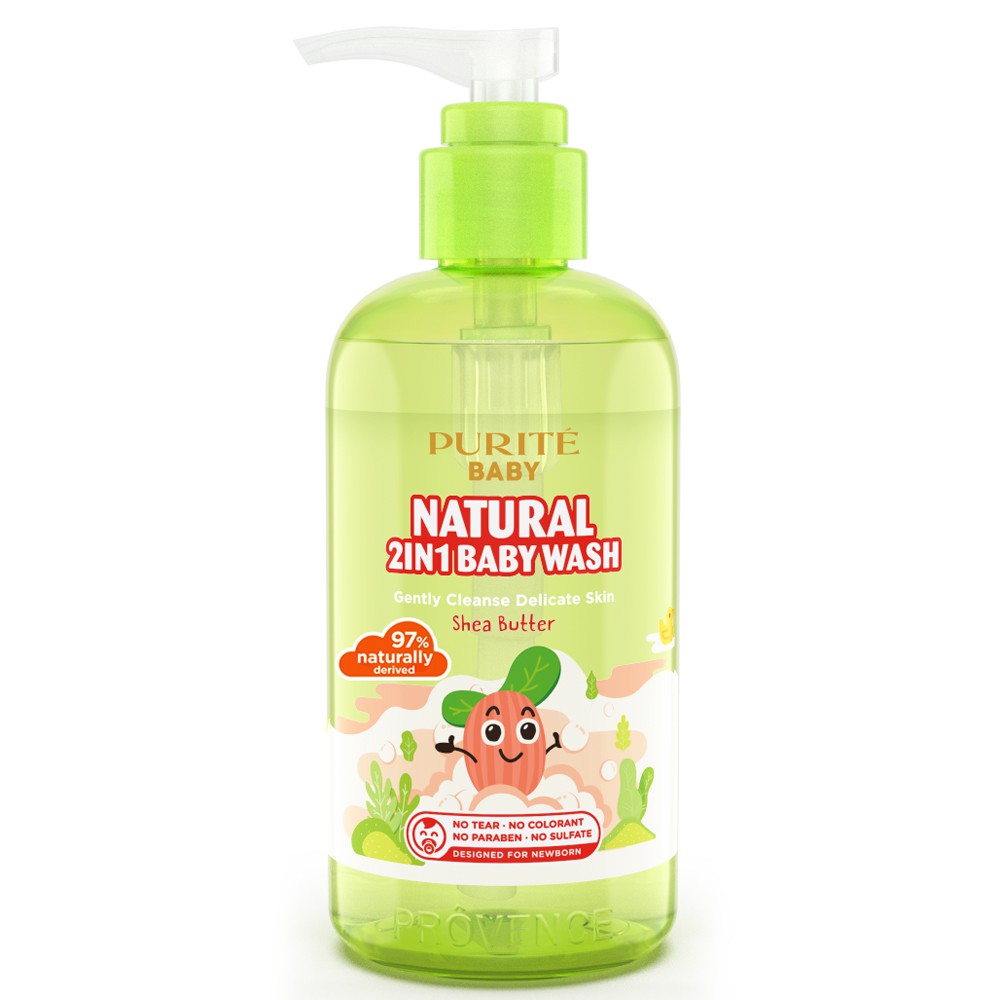 Sữa Tắm Gội Thiên Nhiên Purite Baby Shea Butter - Bơ Đậu Mỡ 250ml