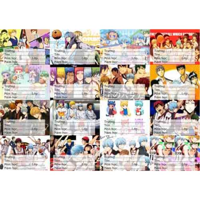Nhãn vở anime kuroko no basket 1 tờ 16 nhãn chỉ với giá 10k