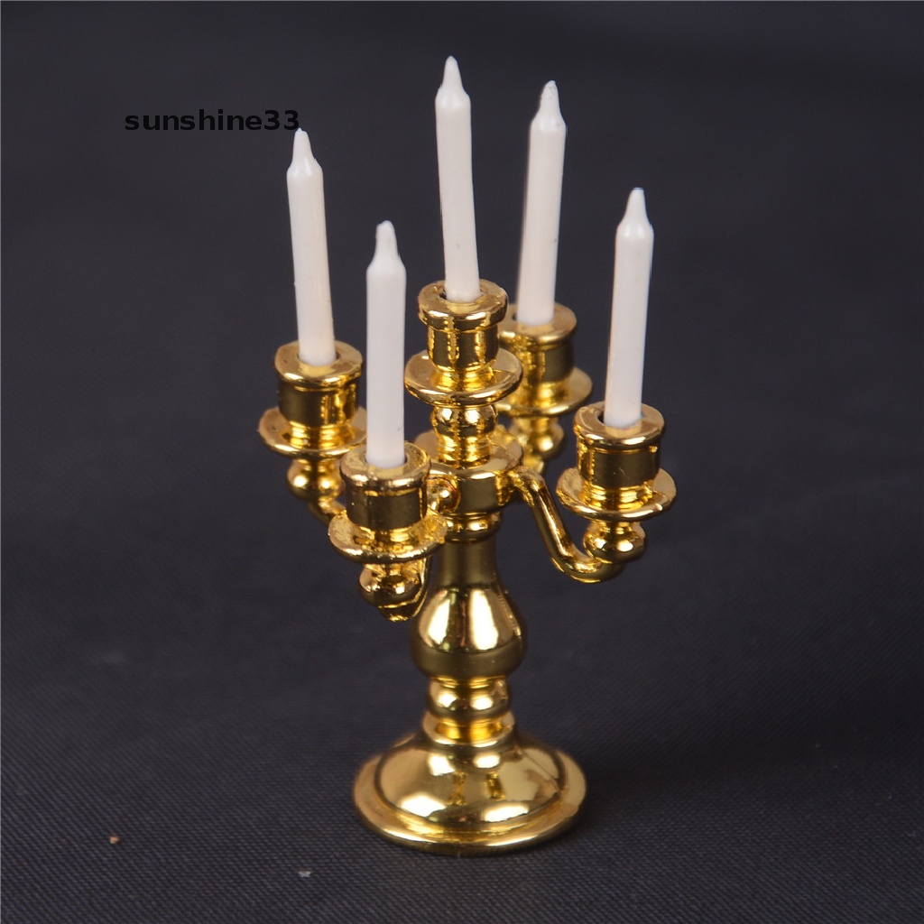 Set 5 Nến Candelabra 5 Màu Vàng Tỉ Lệ 1 / 12 Trang Trí Nhà Búp Bê