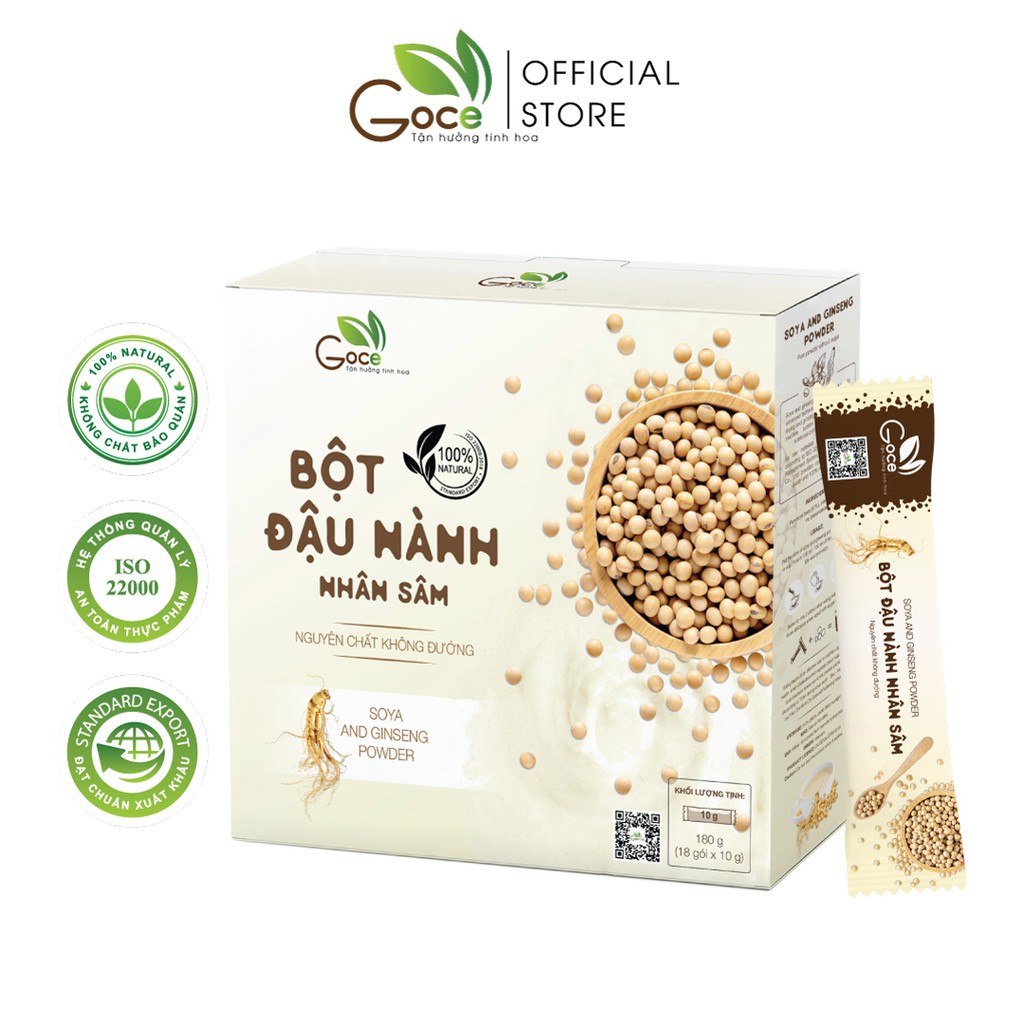 Bột đậu nành nhân sâm Goce – 180g (18 gói x 10g)