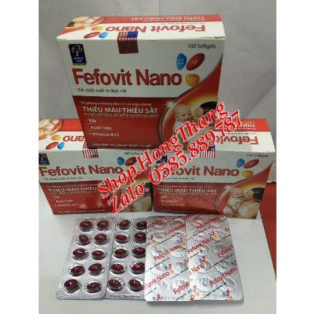 Fefovit Nano Bổ Sung Sắt, Tăng Cường Lưu Thông Máu Cho Phụ Nữ Mang Thai Hộp 100 viên mềm
