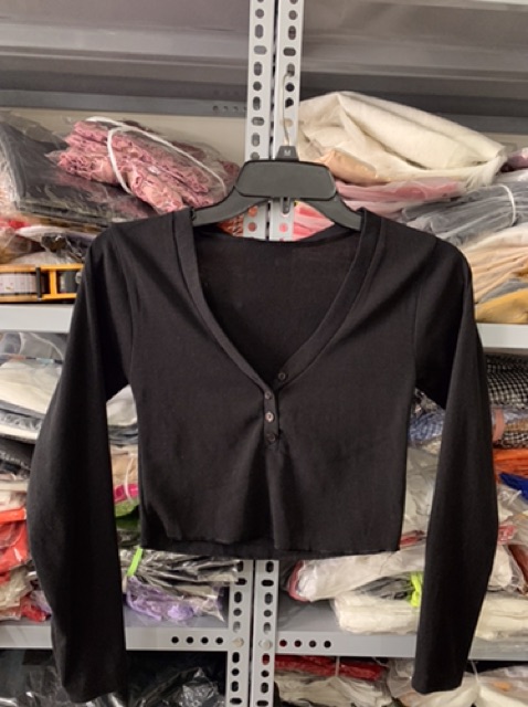 Áo Croptop Cổ Tim Phối Nút Basic Sexy - Đủ màu