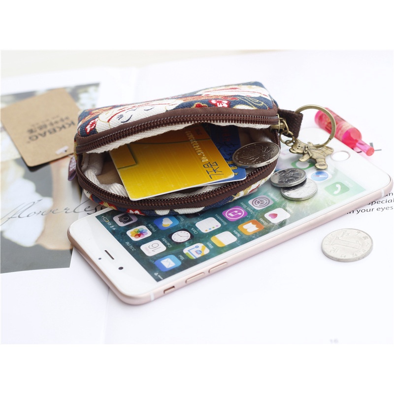 Túi Vải Canvas Mini Đựng Tiền Xu / Chìa Khóa / Son Môi Phong Cách Nhật Bản Mới 2023