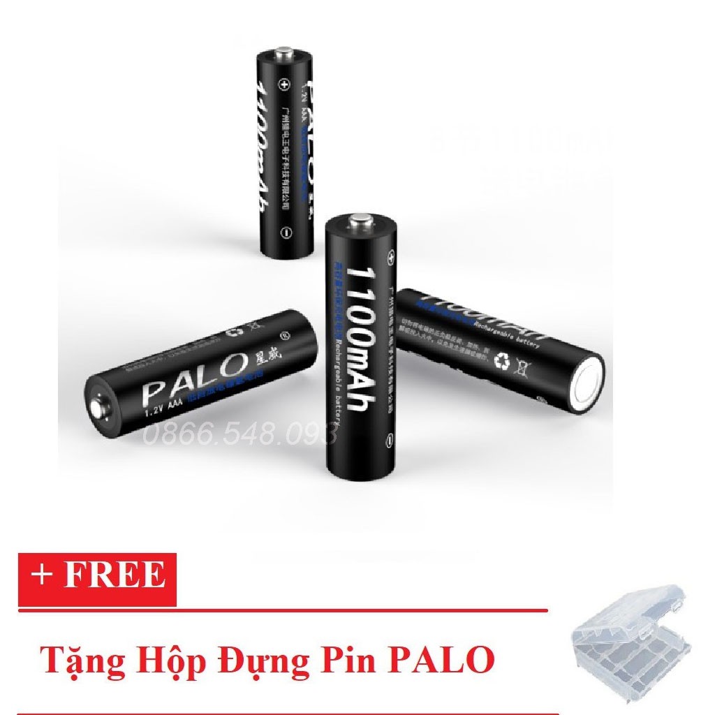 Vỉ 4 viên pin đũa sạc Palo AAA Ni-MH 1100mAh