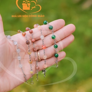 Vòng tay mân côi đá 8li nhân tạo có nhiều màu sắc Quà Lưu Niệm Công Giáo