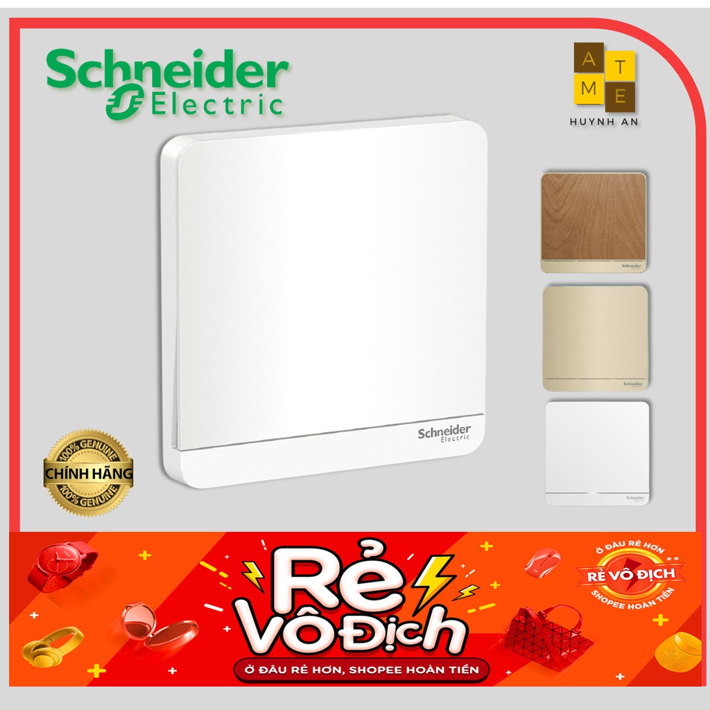 Bộ Công Tắc Đơn 1 Chiều Cao Cấp Avatar On, Màu Trắng -  Mạ Vàng - Nâu Gỗ, Hãng Schneider. Dùng Cho Nhà Ở/Văn Phòng