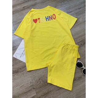 Set quần ngố + Áo thun form rộng Techno