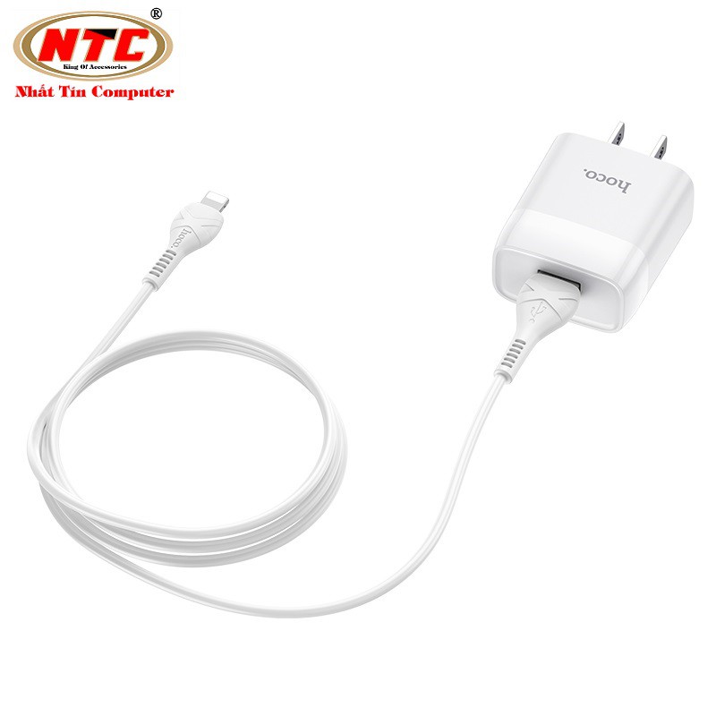 Combo cốc sạc và cáp sạc Hoco C72 cổng Lightning output max 2.1A (Trắng) - Hãng phân phối chính thức