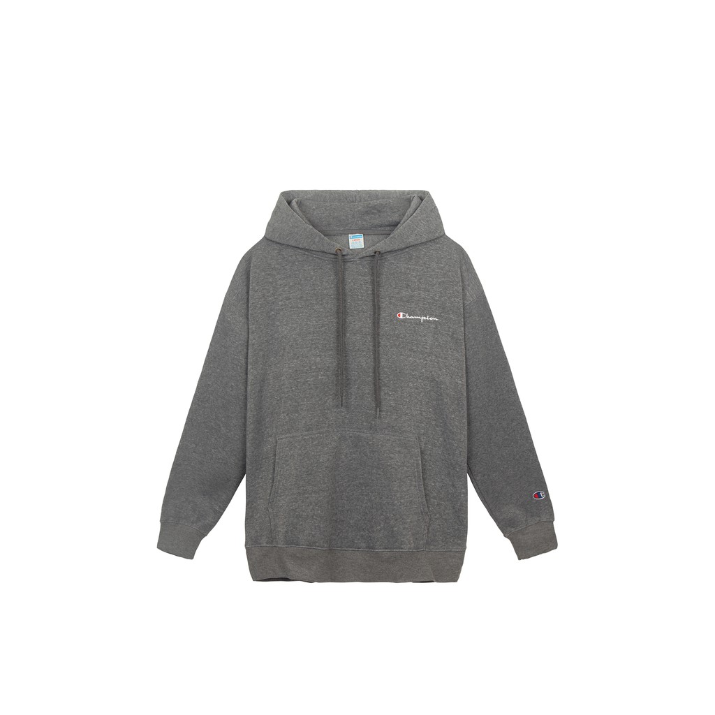 Áo Hoodie Thêu Logo Champion Sắc Nét Phía Trước-Chất Vải Nỉ Bông Cotton-Form Rộng Rãi Unisex Nam Nữ-Màu Xám Đậm