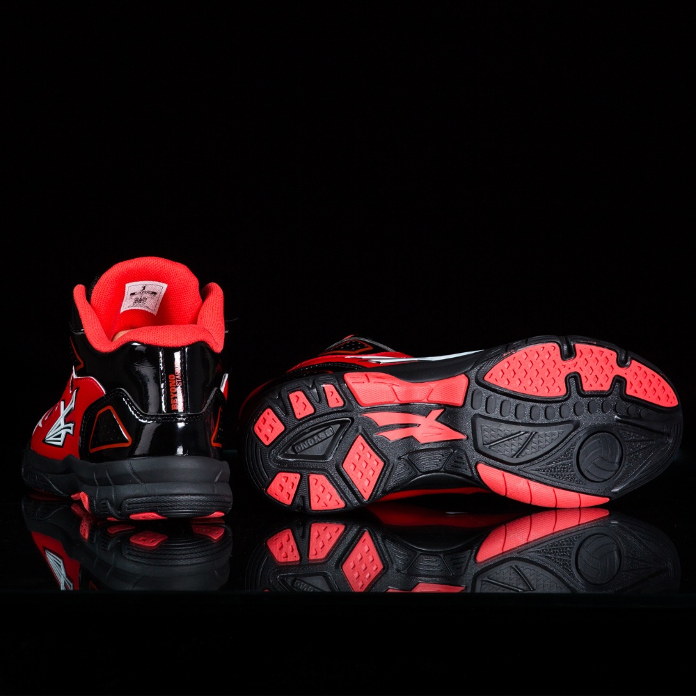 Giày thể thao nam nữ Beyono Golden star C red black, giày bóng chuyền đế cao su tự nhiên, chịu lực, thoáng khí