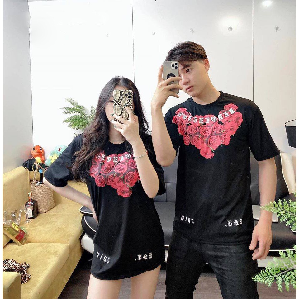 Áo thun tay lỡ Mikenco hoa hồng đỏ MOSSSHOP - Áo phông nam nữ unisex phông cách hàn quốc ulzzang form rộng 65kg