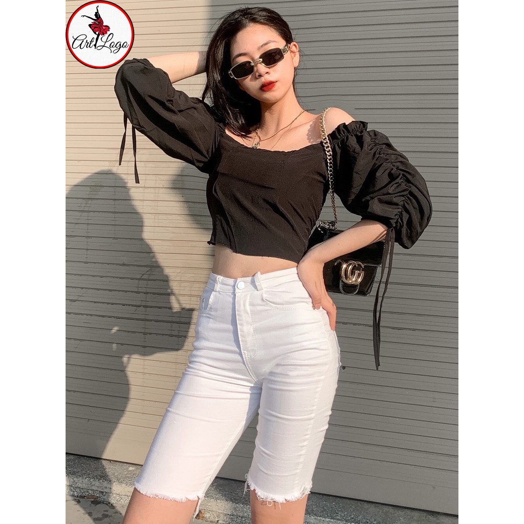 Set bộ đồ nữ đi chơi áo voan rớt vai quần jean "ÁO RỚT VAI" | BigBuy360 - bigbuy360.vn