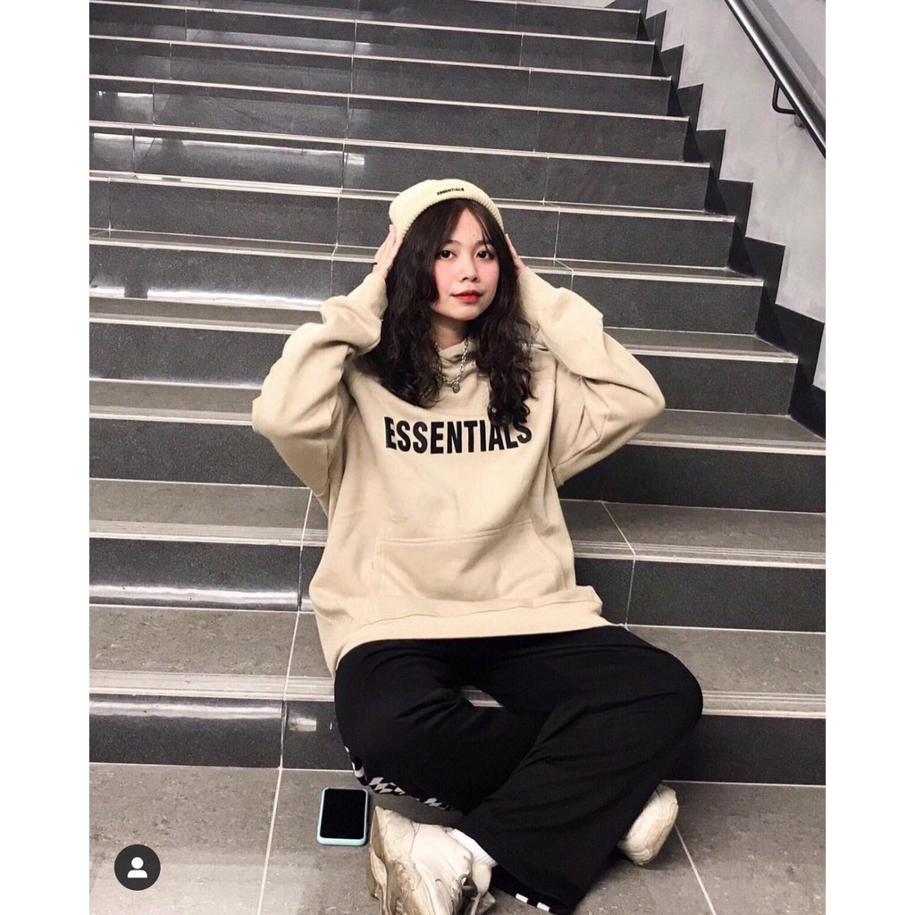 Áo Hoodie Essentials Nữ - Rere.Store [FREESHIP] - Áo nỉ dài tay form rộng dáng suông, thiết kế cá tính