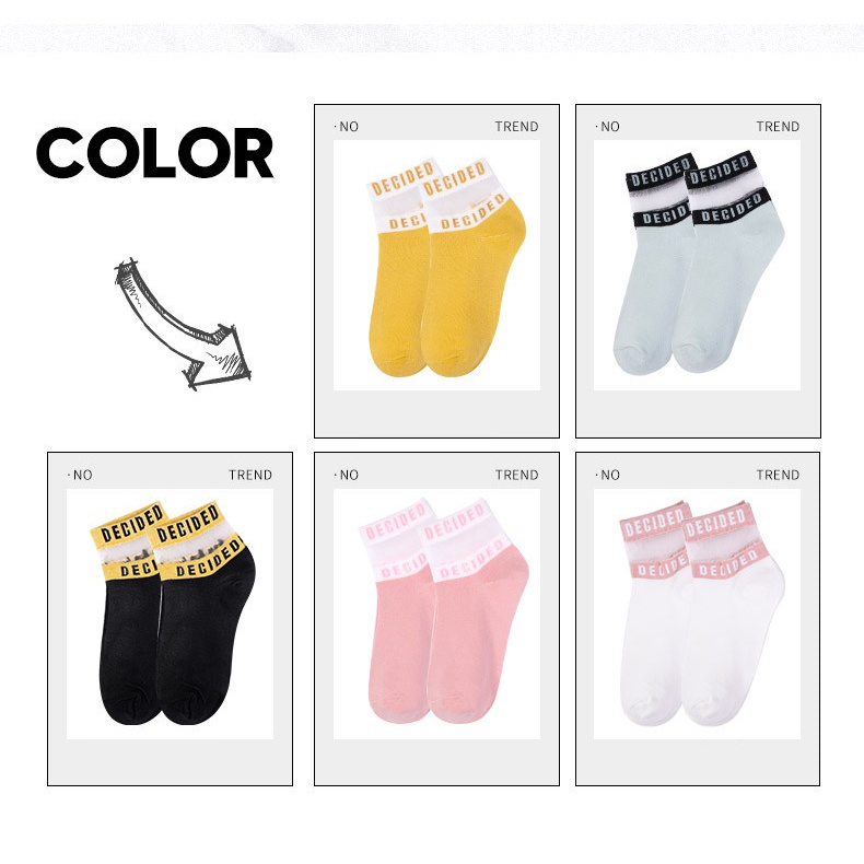 Tất vớ nữ Vớ phối chữ Cotton Cổ ngắn pha lê phối Ren phong cách Hàn Quốc T15