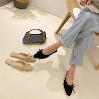 giày sục nơ da lộn