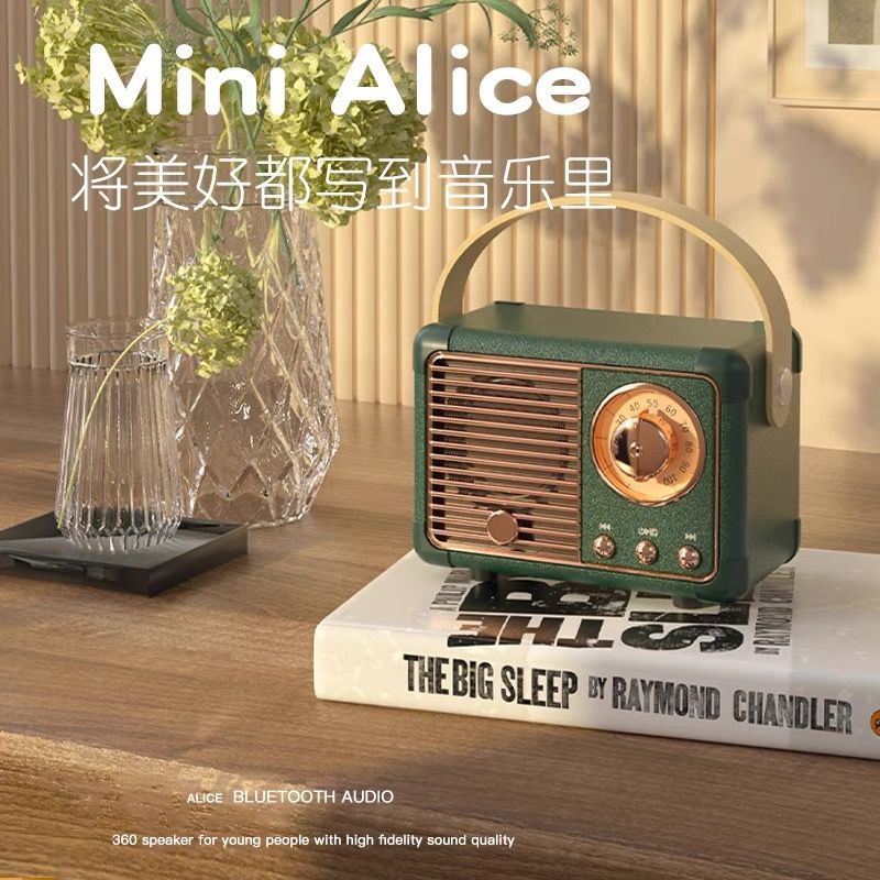 Loa Bluetooth Không Dây Mini Alice Phong Cách Retro Chất Lượng Cao