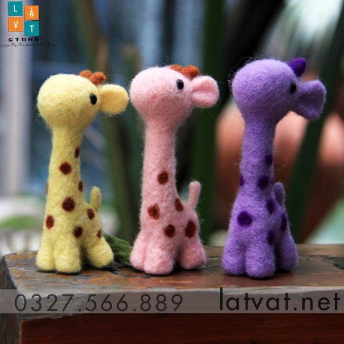 [MỚI] Kit Len Chọc Bé Hươu Cao Cổ Nhỏ Siêu Cute - Needle felting giraffe - Kit len chọc giá rẻ, quà tặng handmade g