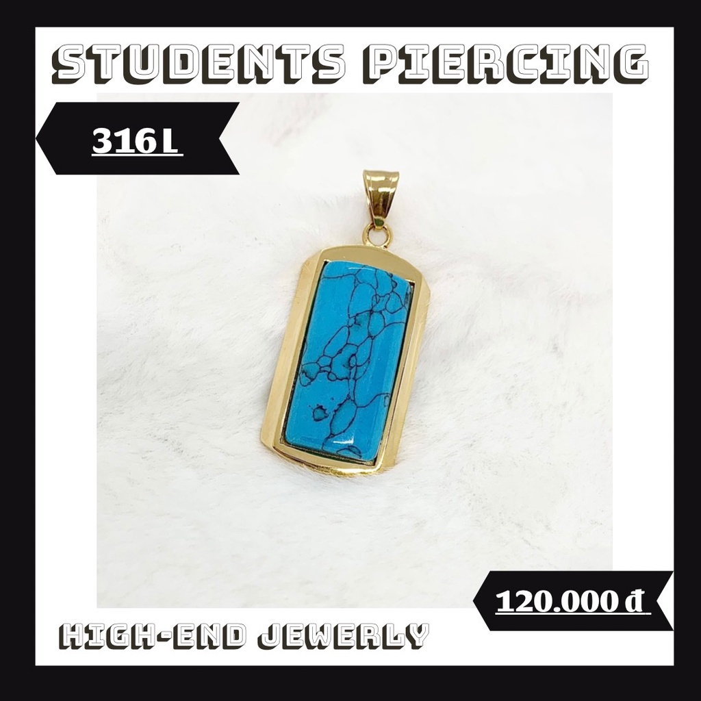 [Rẻ Vô Địch] Mặt Dây Chuyền Đá San Hô Xanh - Thép 316L Không Han Gỉ